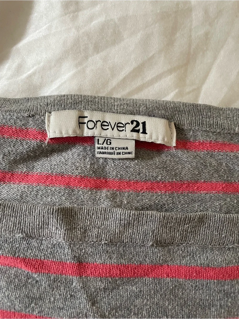 Forever 21 Gray and Pink Striped Scoop Neck Sweater - Picture 3 of 3